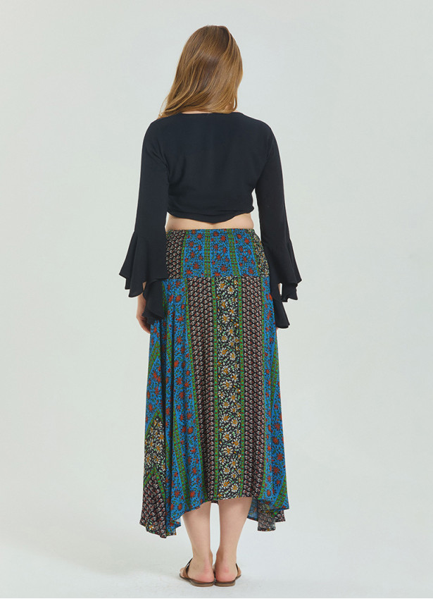 Gipe Waist Tied Navy Blue Plus Size Skirt 4597